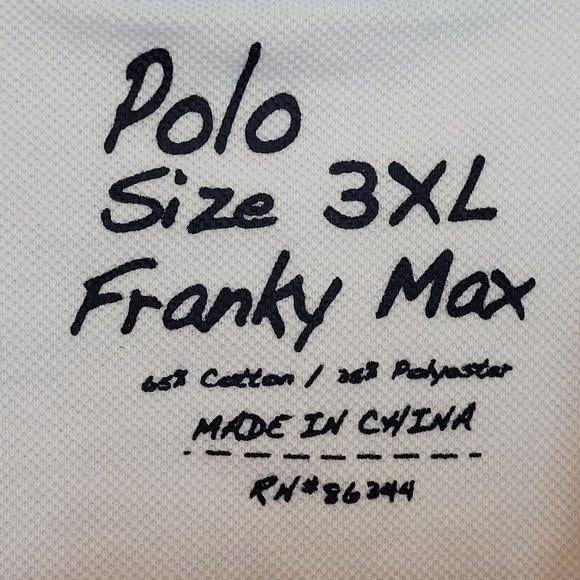 Franky Max Polo Size 3XL Big Pony White Teal Number 9 - Picture 4 of 7